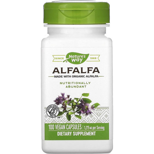Nature's Way Alfalfa Leaves 100 Capsules front view herbal supplement