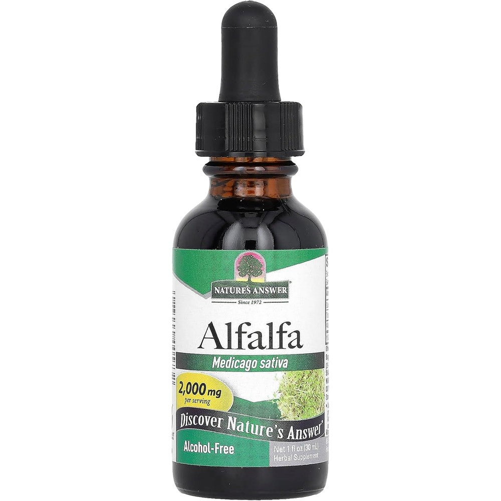 Natures Answer Alfalfa Extract Alcohol Free 1 Fluid Ounce bottle front view
