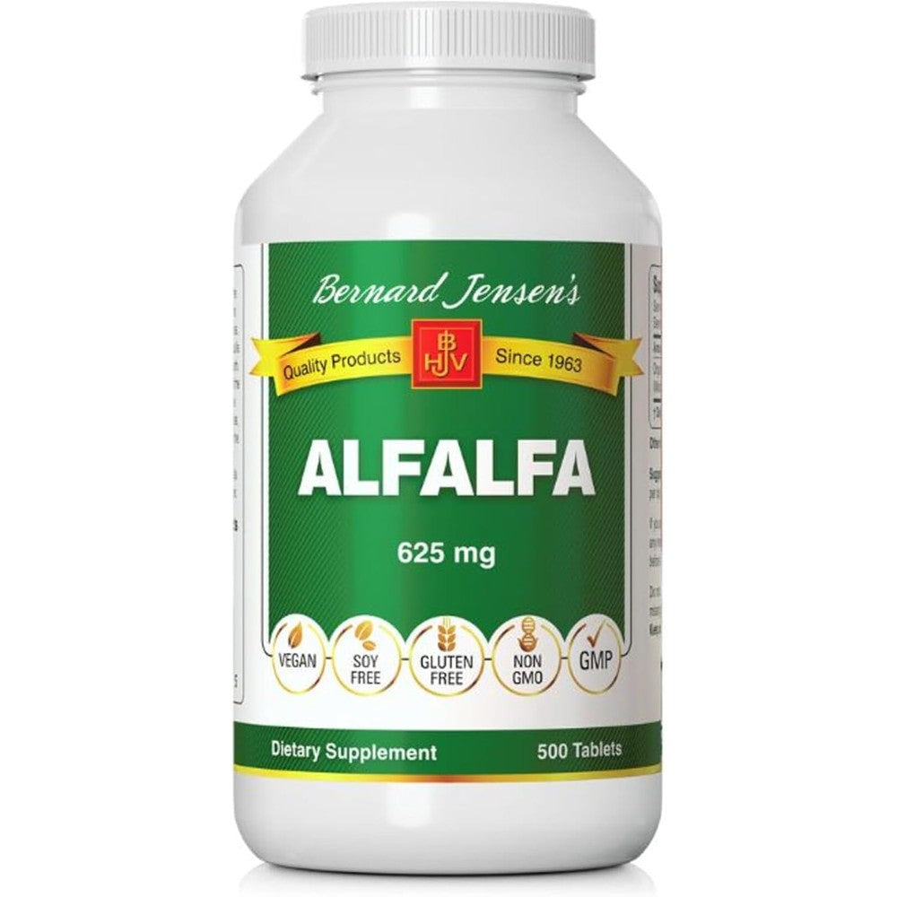 Bernard Jensen's Alfalfa Leaf Tablets 625mg front bottle view