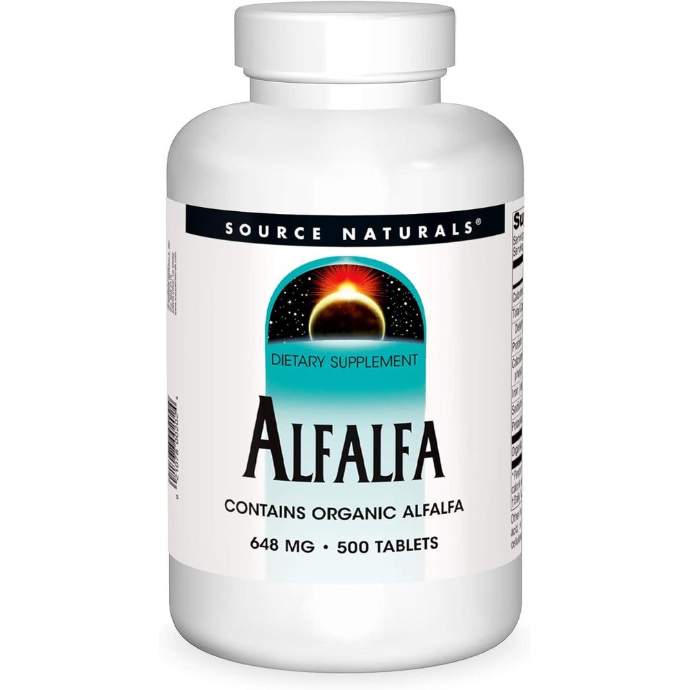 Source Naturals Alfalfa 648 mg organic herbal supplement bottle front view