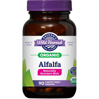 Oregon's Wild Harvest Alfalfa organic capsules front view of bottle