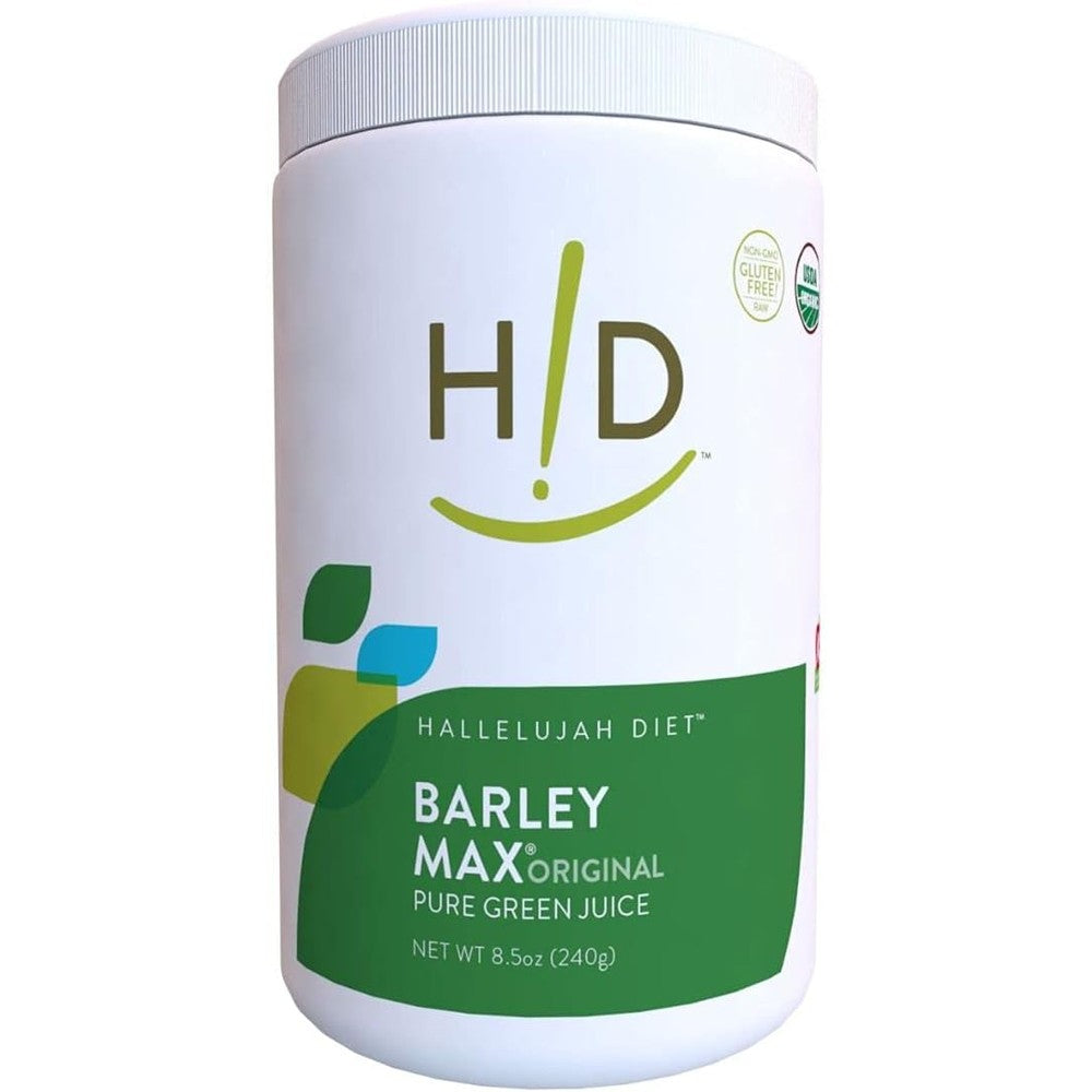 Hallelujah Diet BarleyMax organic barley and alfalfa powder front view