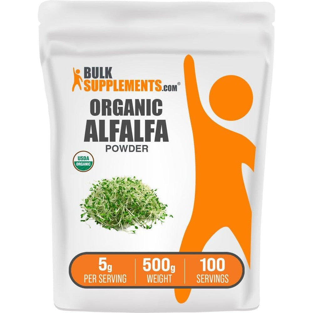 BulkSupplements Organic Alfalfa Grass Powder 500g front view
