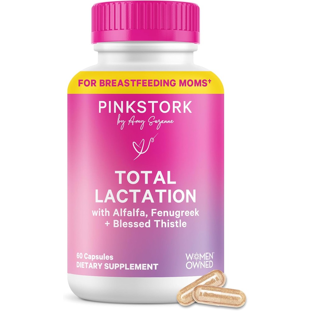 Pink Stork Total Lactation Supplement 60 Capsules front view