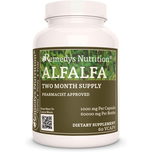Remedy’s Nutrition Alfalfa 1000mg vegan capsules front view