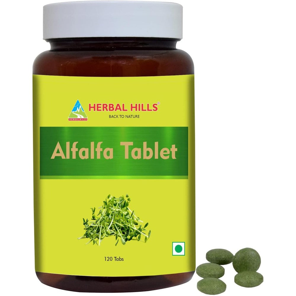 Herbal Hills Alfalfa Tablets 120 count bottle front view