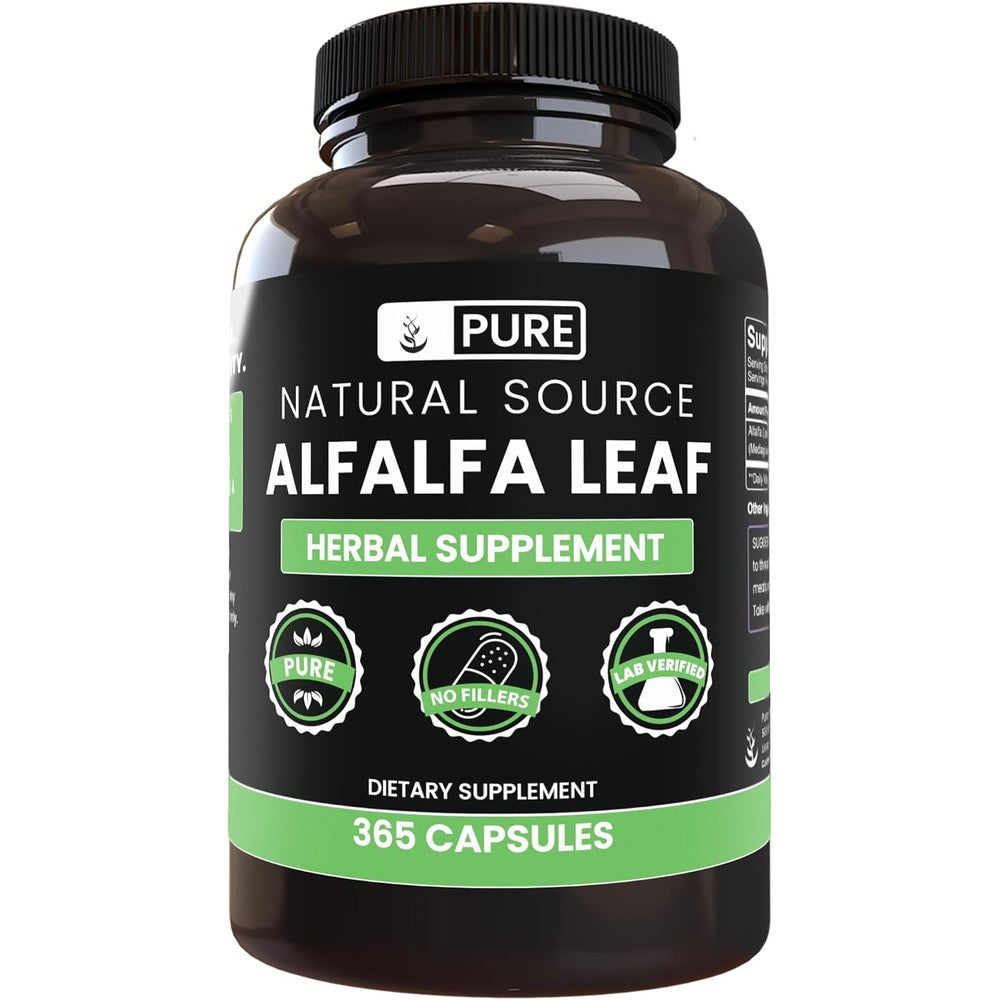Solaray Pure Original Ingredients Alfalfa Leaf 365 Capsules front view bottle