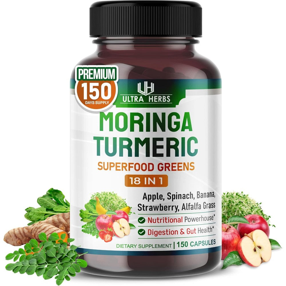 Ultra Herbs Superfood Greens 18-in-1 front view bottle packaging