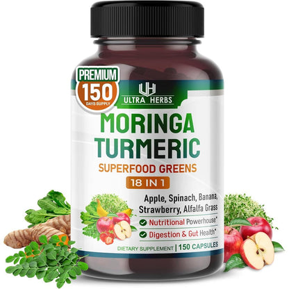 Ultra Herbs Superfood Greens 18-in-1 front view bottle packaging