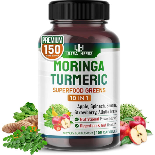 Ultra Herbs Superfood Greens 18-in-1 front view bottle packaging