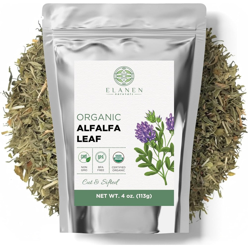 Elanen Naturals Organic Alfalfa Leaf 4 Ounces front view