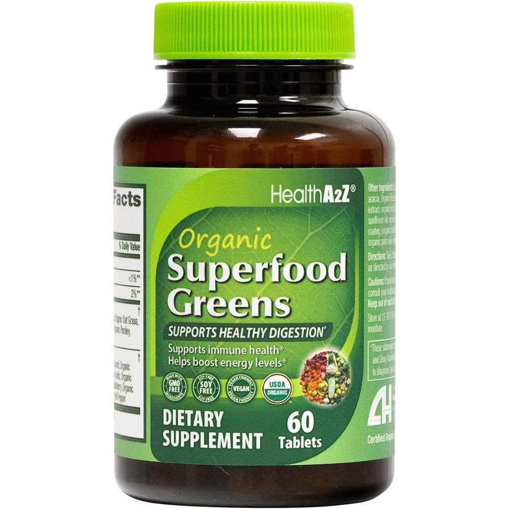 HealthA2Z Organic Superfood Greens front bottle view