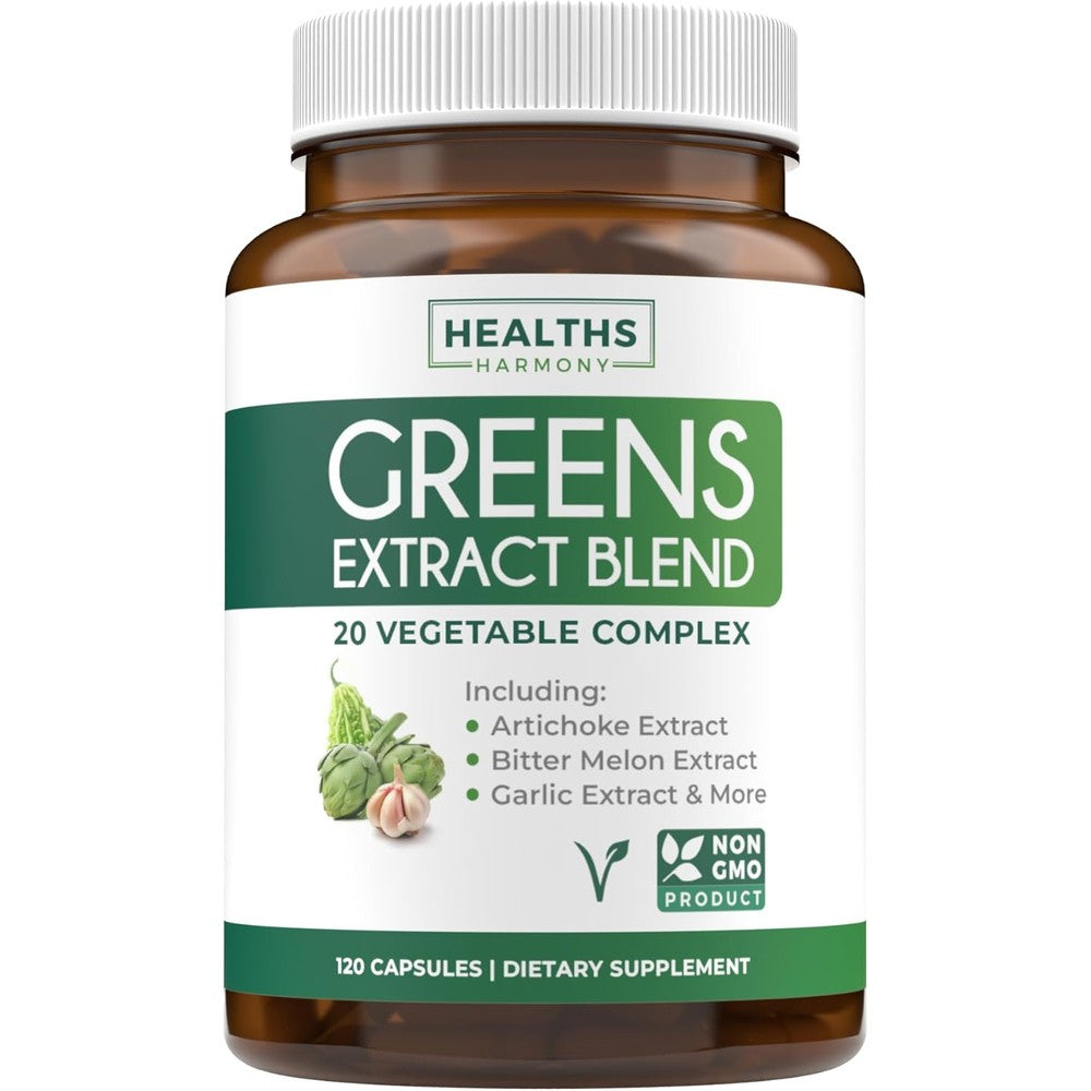 Healths Harmony Super Greens 2250mg capsules front packaging view