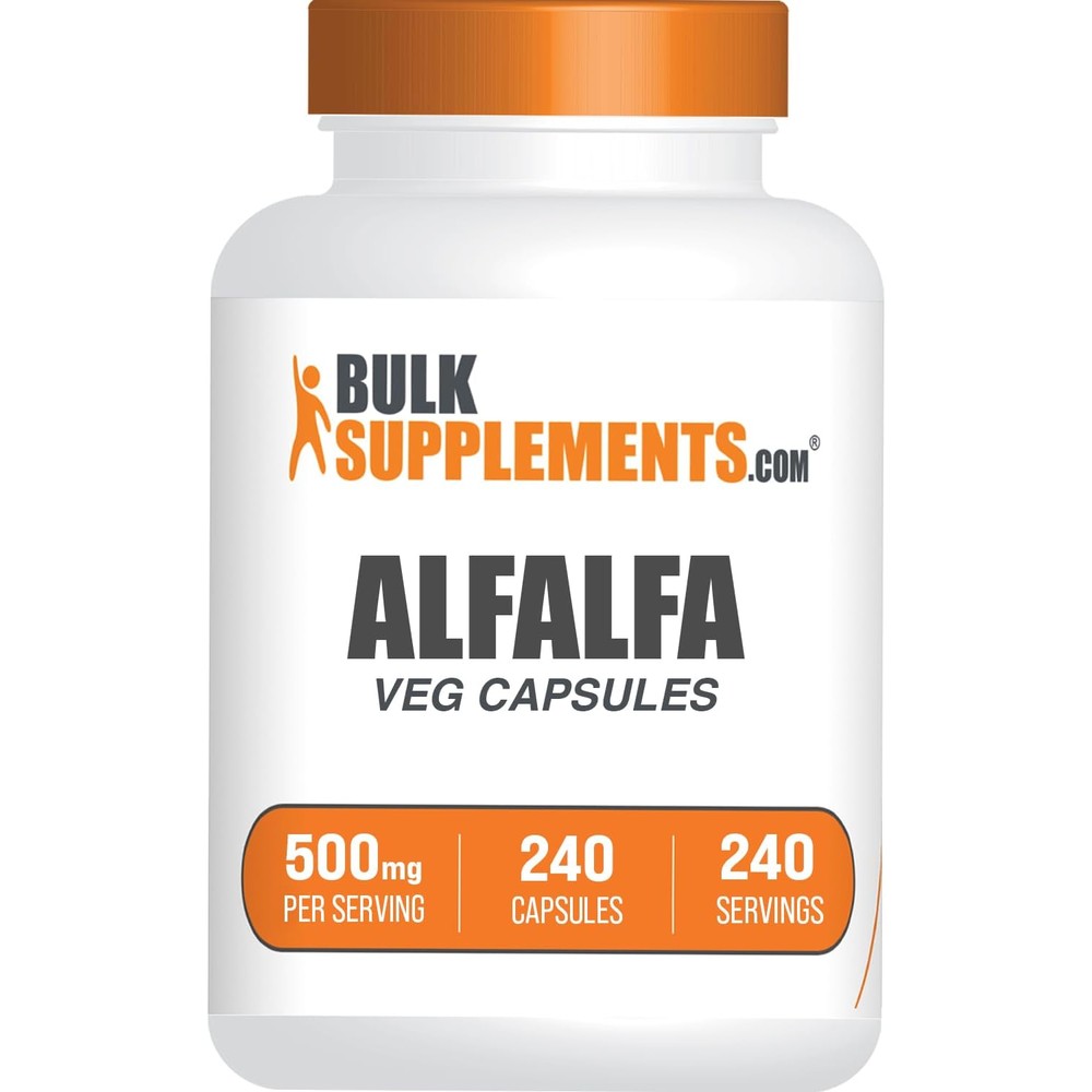 BulkSupplements Alfalfa Extract 500mg 240 Capsules front view