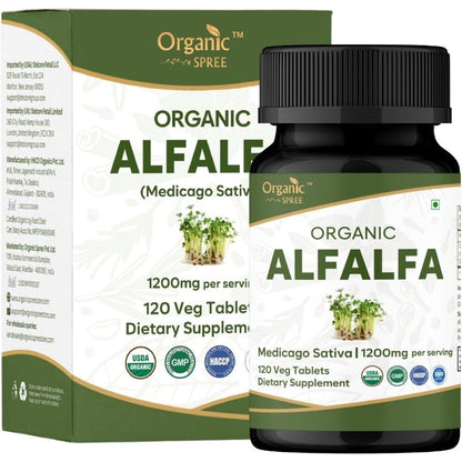 Organic Spree Alfalfa 120 Tablets bottle front view superfood supplement