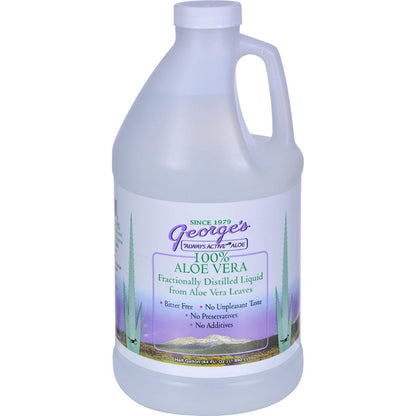 George's Always Active Aloe Vera 64 Fluid Ounce front view bottle for natural digestive health support
