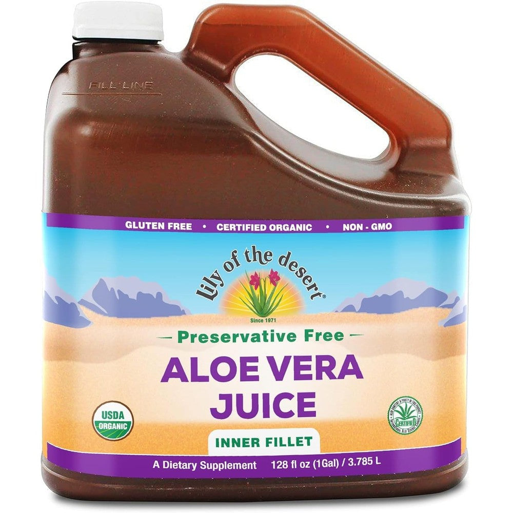 Lily of the Desert preservative free organic inner fillet aloe vera juice front view