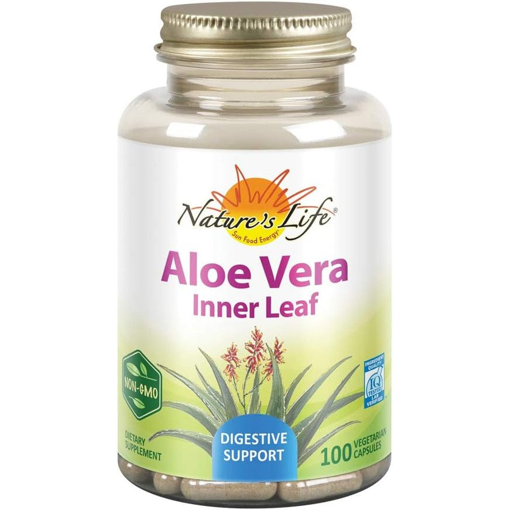 Nature's Life Aloe Vera Inner Leaf 100 Capsules front packaging view