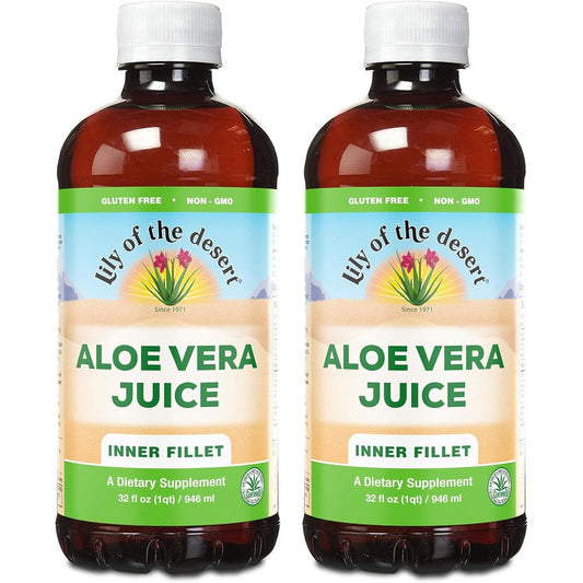 Lily Of The Desert Organic Inner Fillet Aloe Vera Juice 2 Pack front view