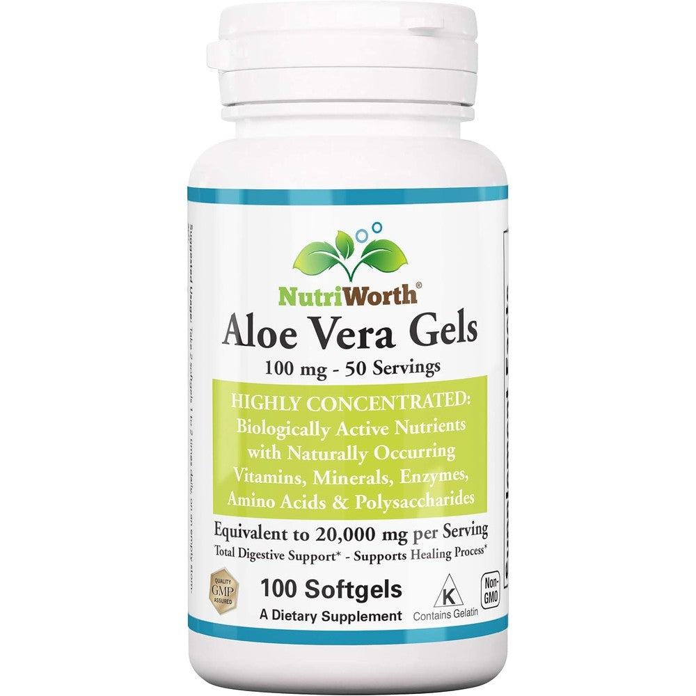 NutriWorth Organic Aloe Vera Supplement front bottle view
