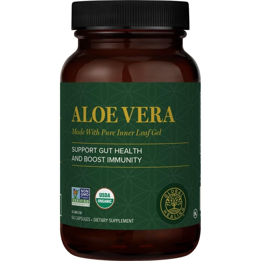 Global Healing Bio-Active Aloe Vera 200x Capsules front view