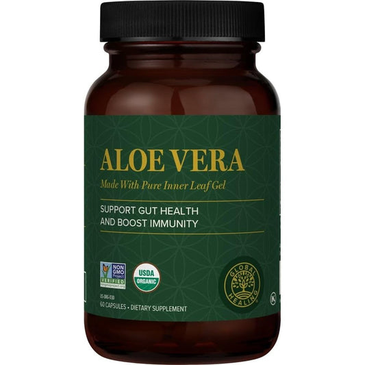 Global Healing Bio-Active Aloe Vera 200x Capsules front view