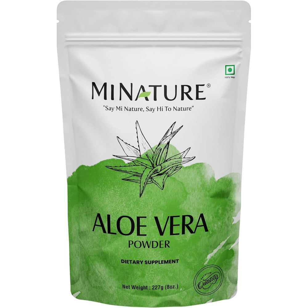 Minature 100% pure aloe vera leaf powder front view