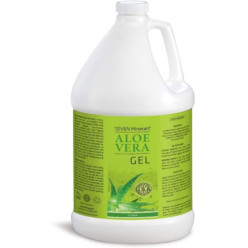 Seven Minerals Organic Aloe Vera Gel 128 Ounce front view