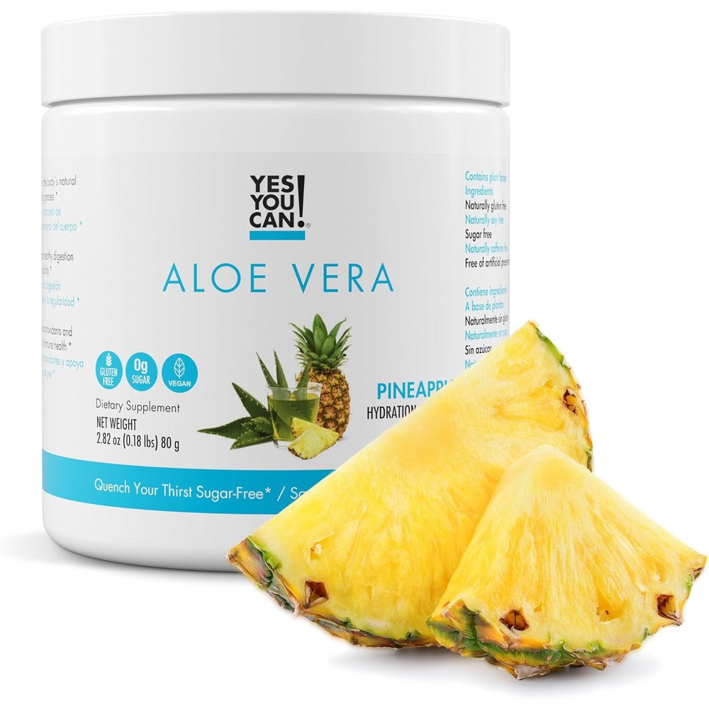 Yes You Can Aloe Vera Powder Pineapple Drink Mix front view