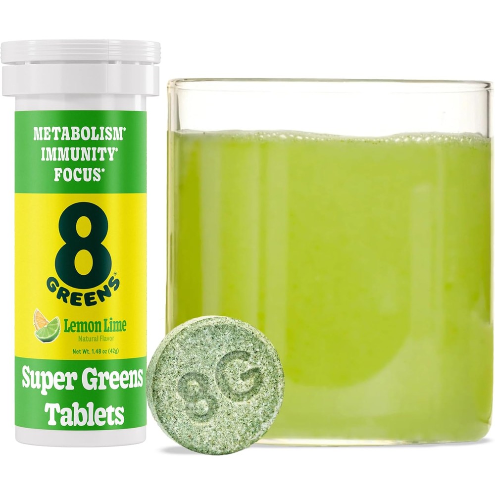 8Greens Supergreens Tablets Lemon Lime front view