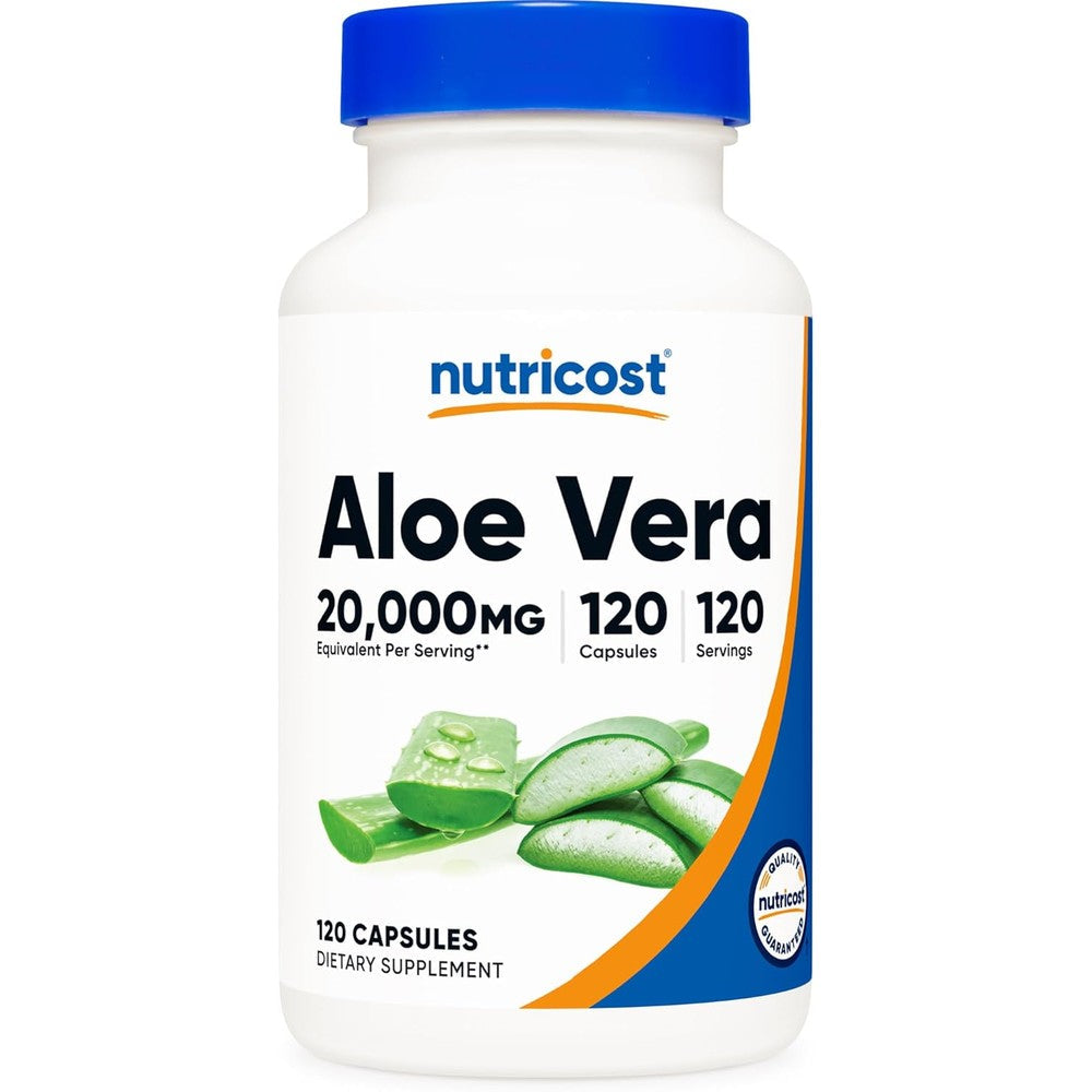Nutricost Aloe Vera 20,000mg 120 Capsules bottle front view