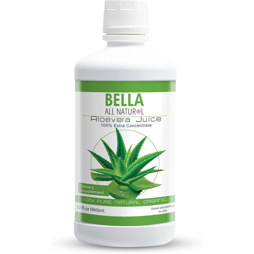 Bella All Natural organic aloe vera juice 32 fluid ounce bottle front view