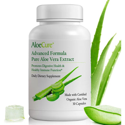 Evorina AloeCure Organic Aloe Vera 30 Capsules front view digestive health supplement