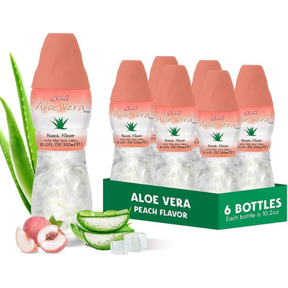 Sappe Aloe Vera Drink Peach flavor 6 pack front view.