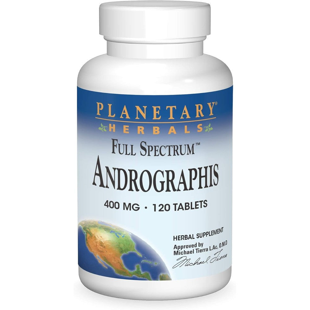 Planetary Herbals Andrographis Full Spectrum 400mg 120 Tablets front bottle view