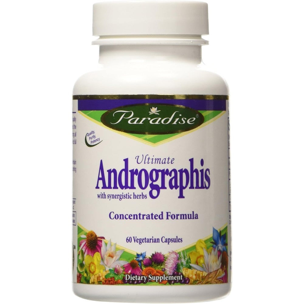 Paradise Herbs Ultimate Andrographis 60 Vegetarian Capsules front view bottle for natural immune support