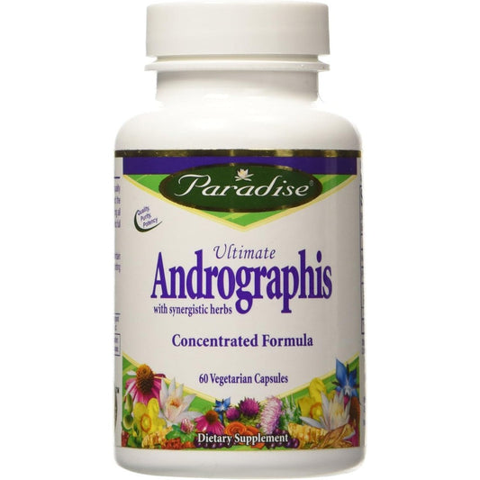 Paradise Herbs Ultimate Andrographis 60 Vegetarian Capsules front view bottle for natural immune support