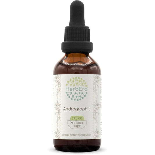 HerbEra Andrographis B60 Alcohol Free Liquid Extract 2 Fluid Ounces front view bottle for immune support