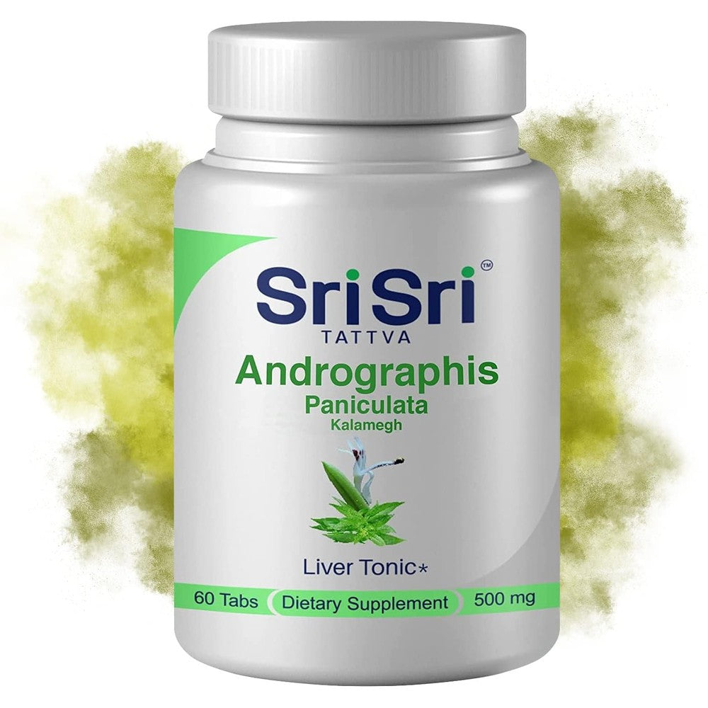 Sri Sri Tattva Andrographis Paniculata 60 tablets front view showing genuine herbal packaging.