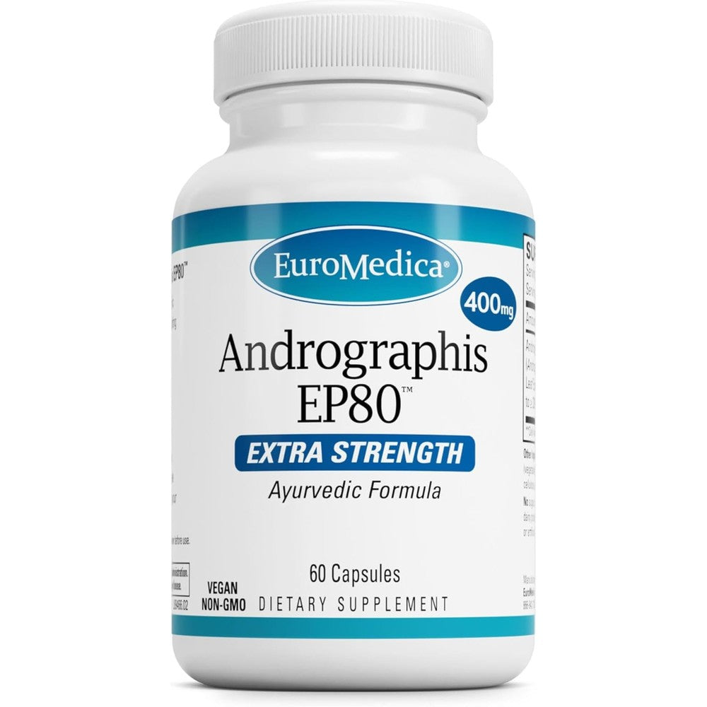 EuroMedica Andrographis EP80 joint support supplement front bottle view