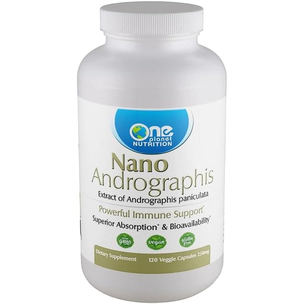 One Planet Nutrition Nano Andrographis veggie capsules bottle front view showing product labels