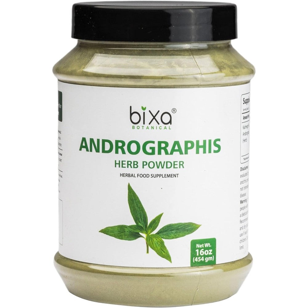 Bixa Botanical Andrographis Powder 16 Ounce jar front view showing packaging for liver detox supplement