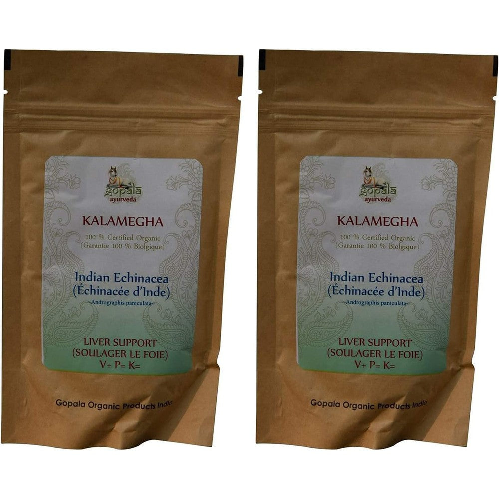 Gopala Ayurveda Kalmegh Powder Pack of 2 front view showing certified organic packaging for natural liver support supplement.