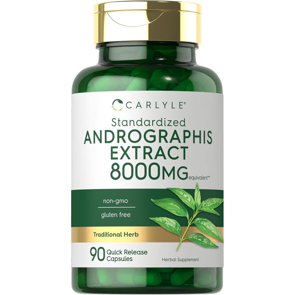 Carlyle Andrographis Paniculata 8000mg 90 capsules bottle front view for immune defense