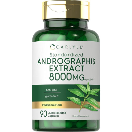 Carlyle Andrographis Paniculata 8000mg 90 capsules bottle front view for immune defense