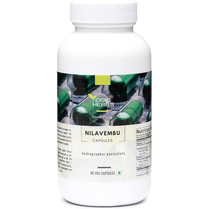 Yogis Herbs Nilavembu Andrographis Paniculata 90 Veg Capsules front view bottle for natural immune support.