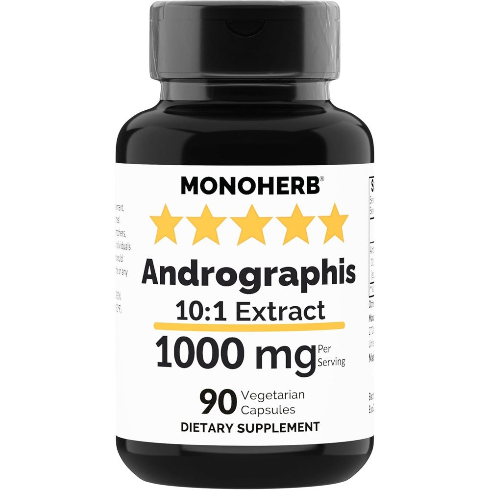 Monoherb Andrographis Extract 1000mg bottle front view for immune support