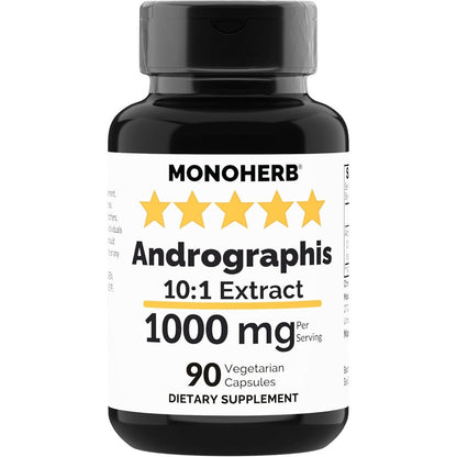 Monoherb Andrographis Extract 1000mg bottle front view for immune support