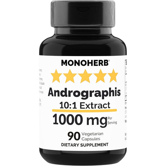Monoherb Andrographis Extract 1000mg bottle front view for immune support