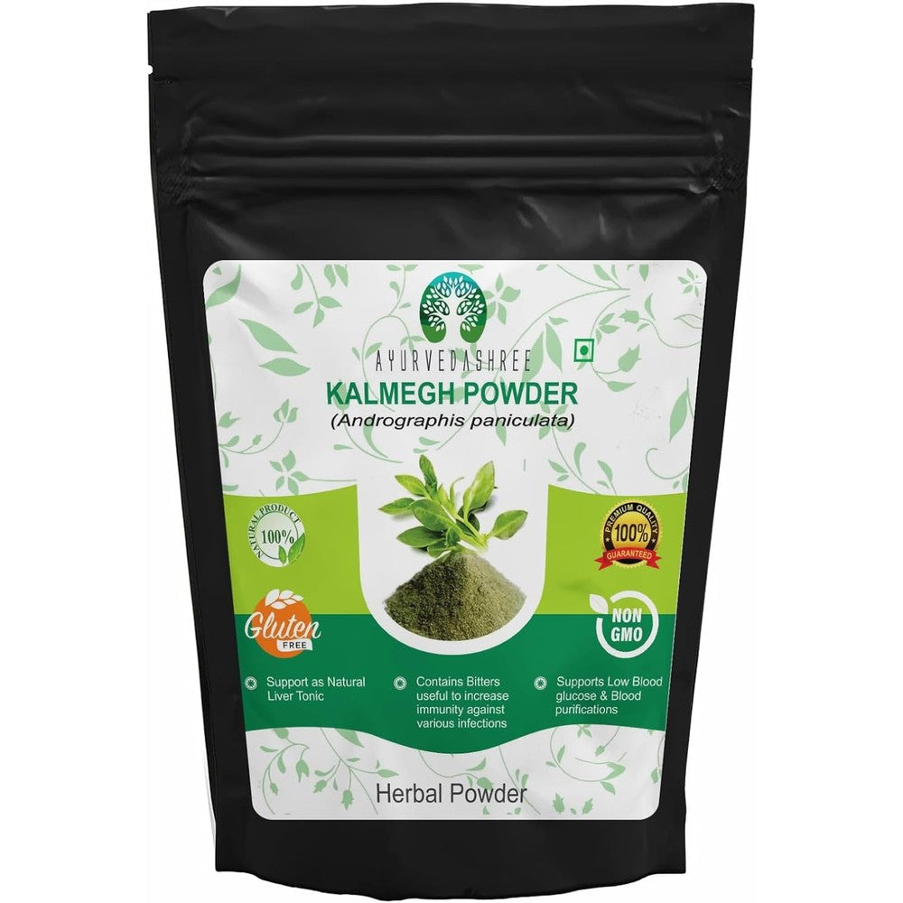 Ayurvedashree Andrographis Paniculata Powder 100 grams pouch front view showing organic immune supplement packaging